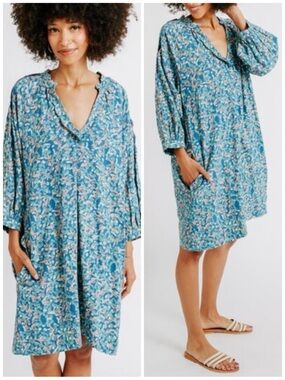 MIRTH Palm Springs Dress In Salt Water Blue XS Handmade Resortwear NWT